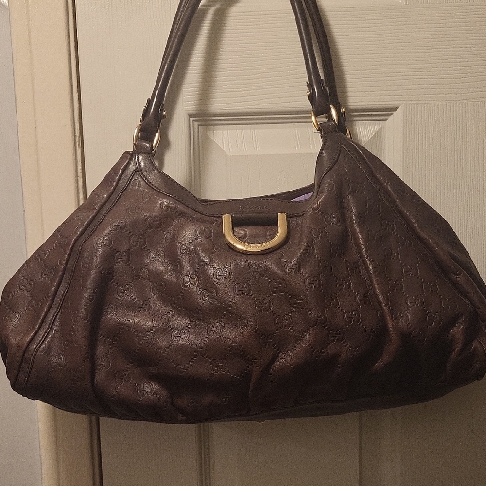 Gucci Brown Leather Satchel with Textured Finish